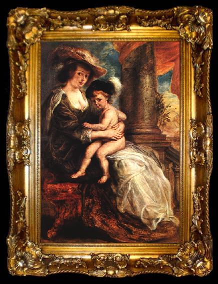 framed  RUBENS, Pieter Pauwel Helena Fourment with her Son Francis, ta009-2